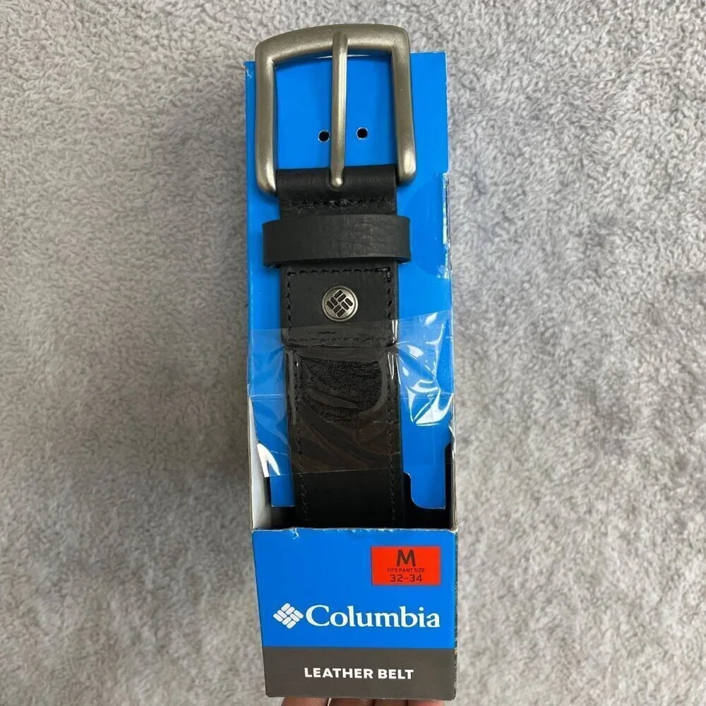 NEW Columbia Men's 32-34 Black Leather Belt M  Durable Classic Style